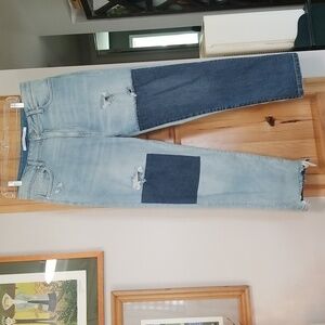 Celebrity Pink Patch Distressed Jeans Straight Leg Higher Rise Size 13/31